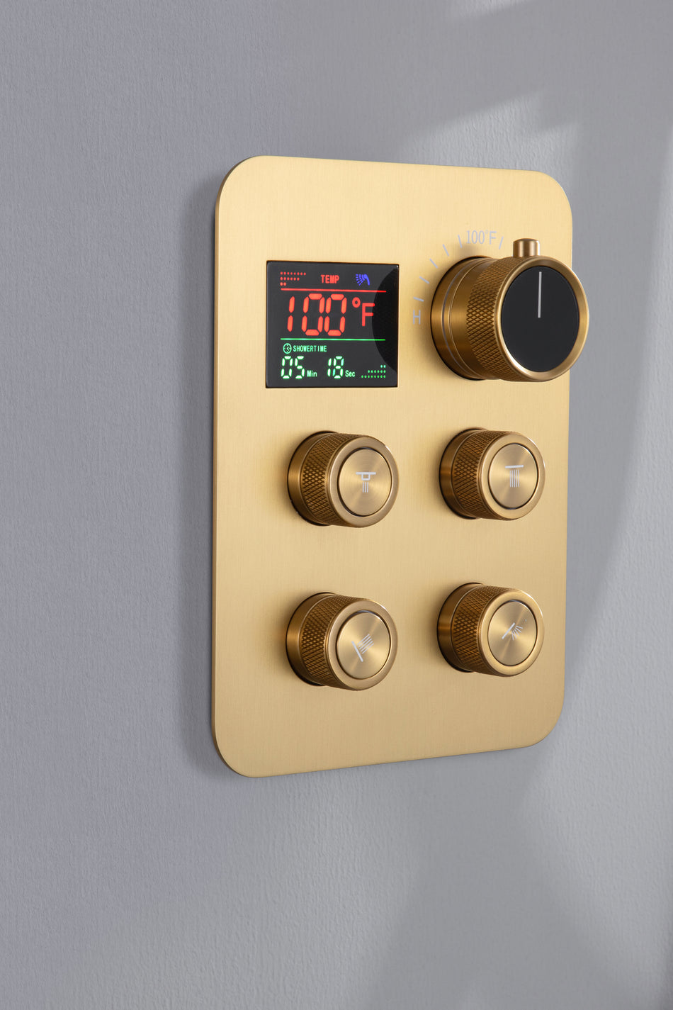 24 inch flush mount rainfall waterfall shower head 4 way thermostatic shower faucet with handle wand and Body Jets