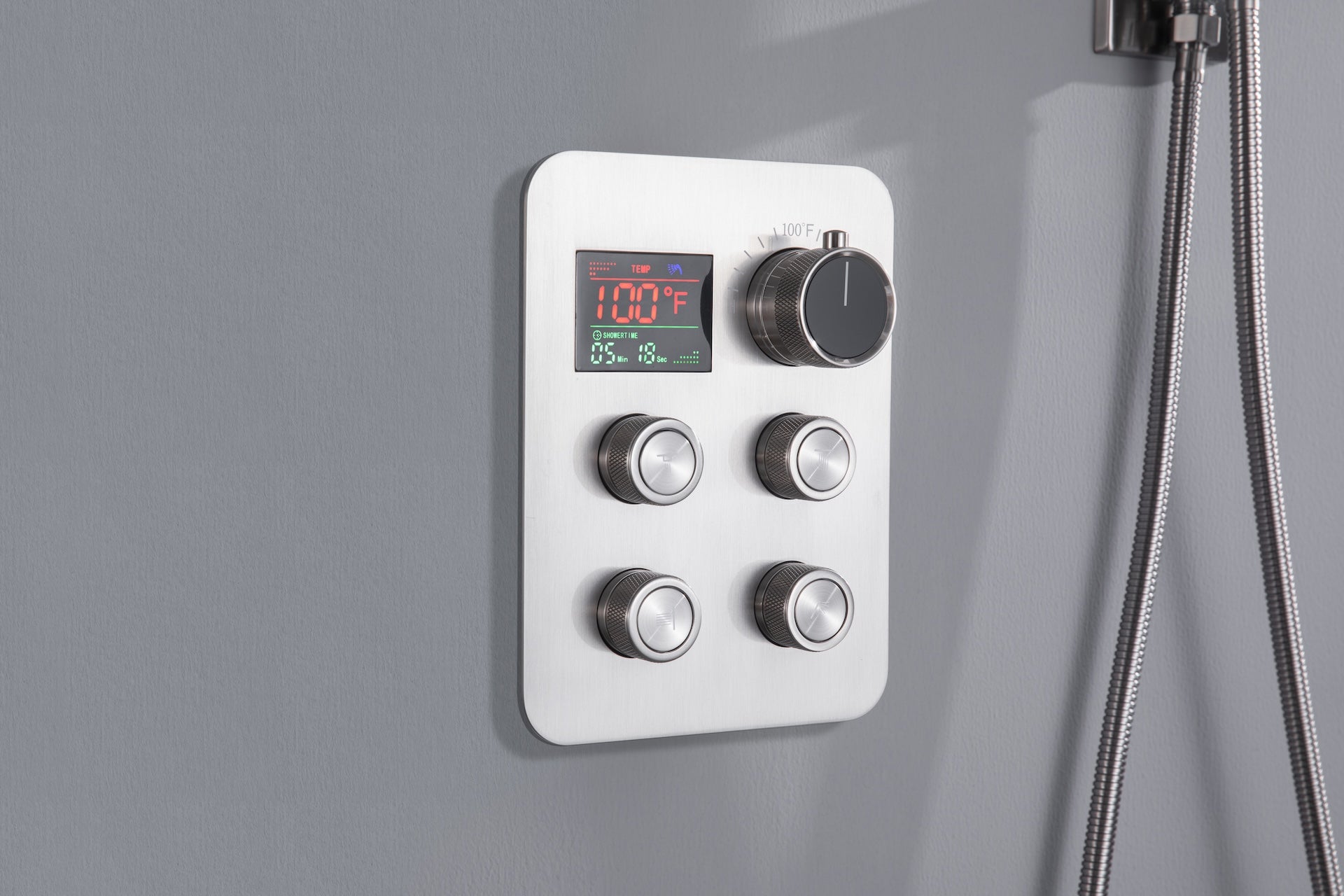 22'' Brushed Nickel Thermostatic Shower System: Waterfall