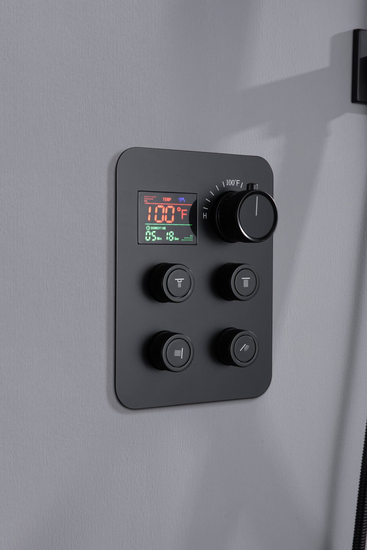 Matte Black 12-Inch Flush-Mount Shower Faucet Set: 4-Way Thermostatic Control, 64-Color LED Lights, Bluetooth Music, Regular Head - Available With or Without Digital Display - wonderland shower inc