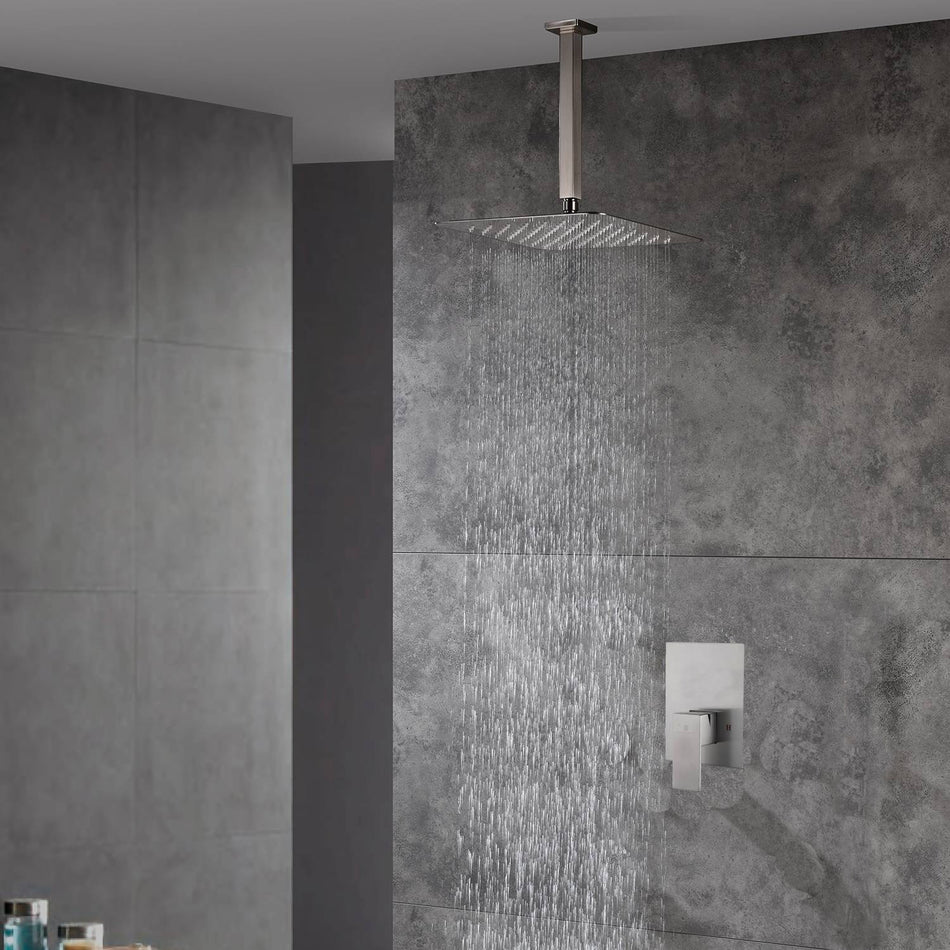 Single functions shower faucet pressure balance rough in valve with ceiling mount rain head