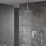 12-Inch or 16-Inch Ceiling Mount Brushed Nickel Shower System with Dual Functions: Options for LED or Non-LED Rain Head