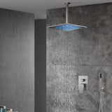 12-Inch or 16-Inch Ceiling Mount Brushed Nickel Shower System with Dual Functions: Options for LED or Non-LED Rain Head