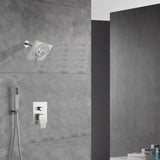 Two-Function Wall-Mounted Brushed Nickel Shower System: Regular Shower Head with High Water Pressure