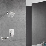 Two-Function Wall-Mounted Brushed Nickel Shower System: Regular Shower Head with High Water Pressure And Tub Spout