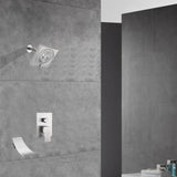 Two-Function Wall-Mounted Brushed Nickel Shower System: Regular Shower Head with High Water Pressure And Tub Spout