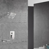 Two-Function Wall-Mounted Brushed Nickel Shower System: Regular Shower Head with High Water Pressure And Tub Spout