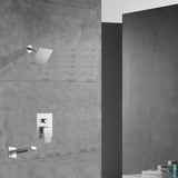 Two-Function Wall-Mounted Brushed Nickel Shower System: Regular Shower Head with High Water Pressure And Tub Spout