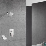 Two-Function Wall-Mounted Brushed Nickel Shower System: Regular Shower Head with High Water Pressure And Tub Spout