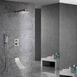 Brushed Nickel Wall Mount 3-Way Thermostatic Shower Valve System with Tub Spout