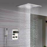 20inch Brushed nickel ceiling or flush mount rainfall waterfall shower systems 3 way thermostatic shower faucet that available in both led light or non-led light options