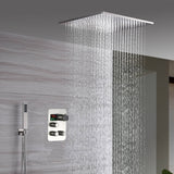 20-Inch Brushed Nickel Ceiling-Mount Rainfall, Waterfall and Mist Shower System with 3-Way Thermostatic Valve
