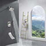 Brushed nickel Regular shower head 3 functions Thermostatic Mixer System  Shower Faucet Set Tub Spout Bath