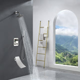 Brushed nickel Regular shower head 3 functions Thermostatic Mixer System  Shower Faucet Set Tub Spout Bath