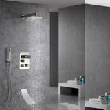 Brushed Nickel Wall Mount 3-Way Thermostatic Shower Valve System with Tub Spout