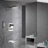 Brushed Nickel Wall Mount 3-Way Thermostatic Shower Valve System with Tub Spout