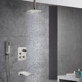 Brushed nickel Ceiling mount Brushed gold 3 way Thermostatic Shower valve system with tub spout that each function run all together and separately