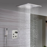 20inch Brushed nickel ceiling or flush mount rainfall waterfall shower systems 3 way thermostatic shower faucet that available in both led light or non-led light options