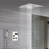20-Inch Brushed Nickel Ceiling-Mount Rainfall, Waterfall and Mist Shower System with 3-Way Thermostatic Valve