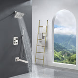Brushed nickel Regular shower head 3 functions Thermostatic Mixer System  Shower Faucet Set Tub Spout Bath