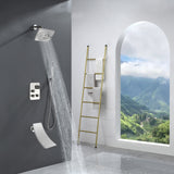 Brushed nickel Regular shower head 3 functions Thermostatic Mixer System  Shower Faucet Set Tub Spout Bath