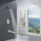 Brushed nickel Regular shower head 3 functions Thermostatic Mixer System  Shower Faucet Set Tub Spout Bath