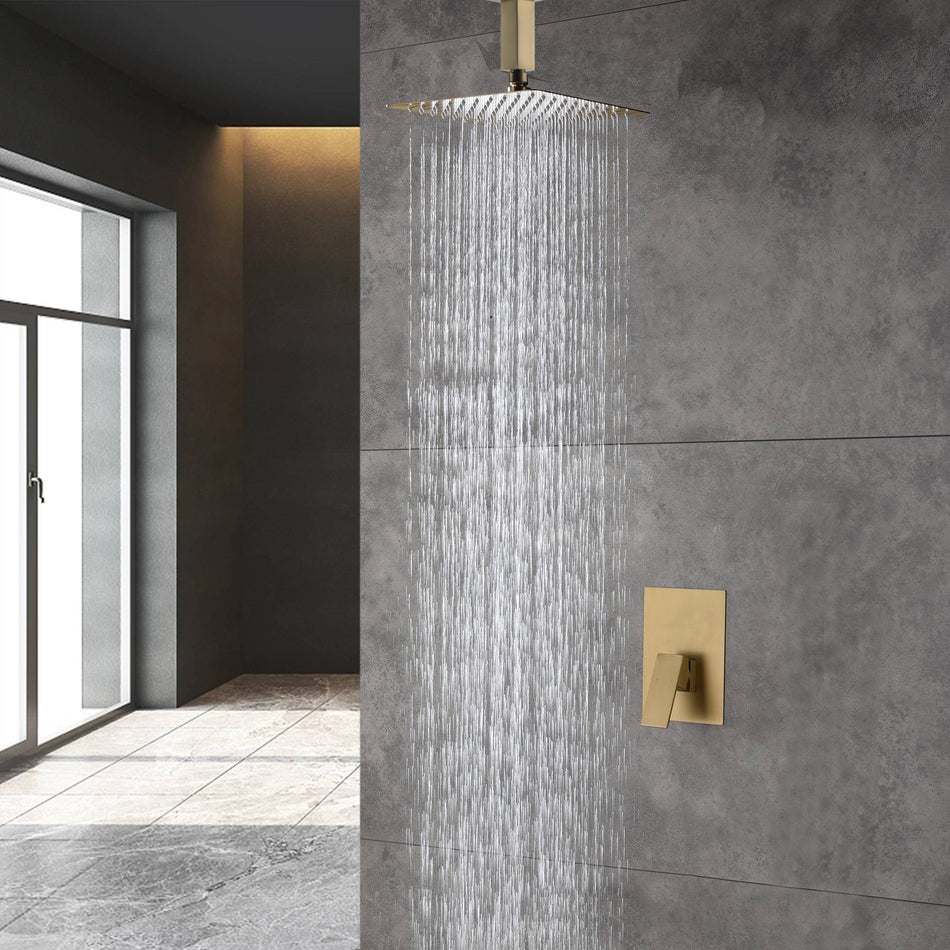 Single functions shower faucet pressure balance rough in valve with ceiling mount rain head