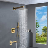 Brushed gold 3 way Thermostatic Shower valve system with tub spout that each function run all together and separately