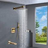 Brushed gold or matte black 3 way Thermostatic Shower valve system with tub spout that each function run all together and separately