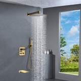 Brushed gold 3 way Thermostatic Shower valve system with tub spout that each function run all together and separately