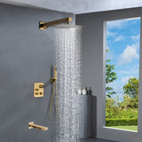 Brushed gold or matte black 3 way Thermostatic Shower valve system with tub spout that each function run all together and separately