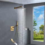 Brushed gold 3 way Thermostatic Shower valve system with tub spout that each function run all together and separately