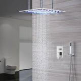 20'' or 24'' Ceiling-Mounted Chrome Rainfall Shower Faucet - Two-Way Functionality with Hand Shower & 3-Color LED System