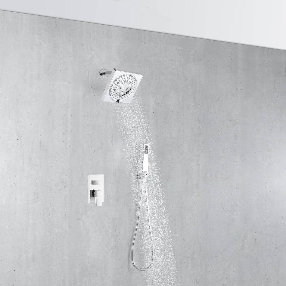 Chrome 6 inch regular or 8 INCH 3 LED colors regular head Wall Mounted Rainfall Shower Faucet with Hand Shower Mixer Tap