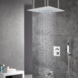 20-Inch or 24-Inch Chrome Rainfall Shower Faucets with Tub Spout - 3-Way Functionality and 3-Color LED Lights