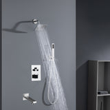 Chrome High Water Pressure 6''  Regular head Wall Mounted 3-Way thermostatic Shower Faucet System With tub Spout