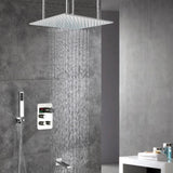 20-Inch or 24-Inch Chrome Rainfall Shower Faucets with Tub Spout - 3-Way Functionality and 3-Color LED Lights