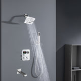 Chrome High Water Pressure 6''  Regular head Wall Mounted 3-Way thermostatic Shower Faucet System With tub Spout