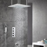 20-Inch or 24-Inch Chrome Rainfall Shower Faucets with Tub Spout - 3-Way Functionality and 3-Color LED Lights