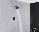 Single or two functions  6 inch regular head Wall Mounted Matte Black Rainfall  shower faucet pressure balance rough in valve