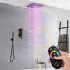 16-Inch Matte Black Flush-Mounted 3-Way Digital Thermostatic Shower Faucet with 64-LED Colors and Bluetooth Music Capabilities - wonderland shower inc