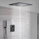 Matte Black 20'' or 24'' Ceiling or Flush Waterfall and Rainfall Digital Shower Set with Hand Shower