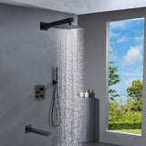 Brushed gold or matte black 3 way Thermostatic Shower valve system with tub spout that each function run all together and separately