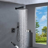 Brushed gold or matte black 3 way Thermostatic Shower valve system with tub spout that each function run all together and separately