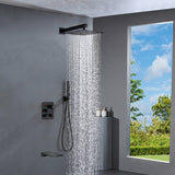 Brushed gold or matte black 3 way Thermostatic Shower valve system with tub spout that each function run all together and separately
