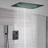 Matte Black 20'' or 24'' Ceiling or Flush Waterfall and Rainfall Digital Shower Set with Hand Shower