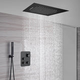 Matte Black 20'' or 24'' Ceiling or Flush Waterfall and Rainfall Digital Shower Set with Hand Shower