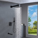 Brushed gold or matte black 3 way Thermostatic Shower valve system with tub spout that each function run all together and separately