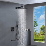 Brushed gold or matte black 3 way Thermostatic Shower valve system with tub spout that each function run all together and separately
