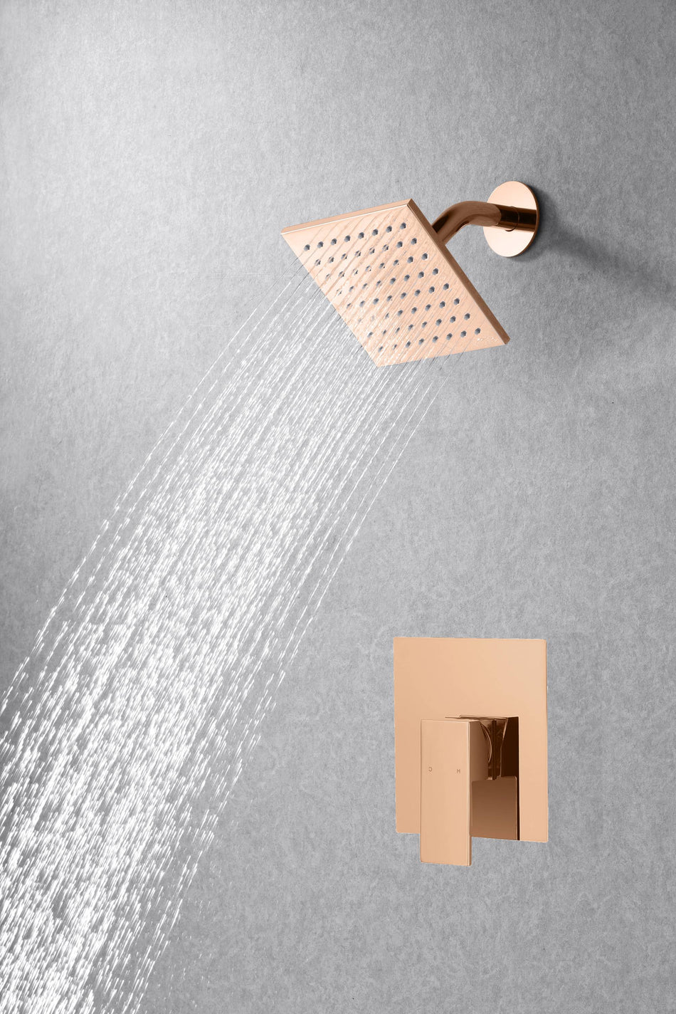 High Water Pressure 6-Inch Rose Gold Wall Mounted Single Function Pressure Balance Shower Faucet with Regular Head
