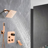 Luxurious Rose Gold 3-Way Thermostatic Shower System with  shower head and tub spout
